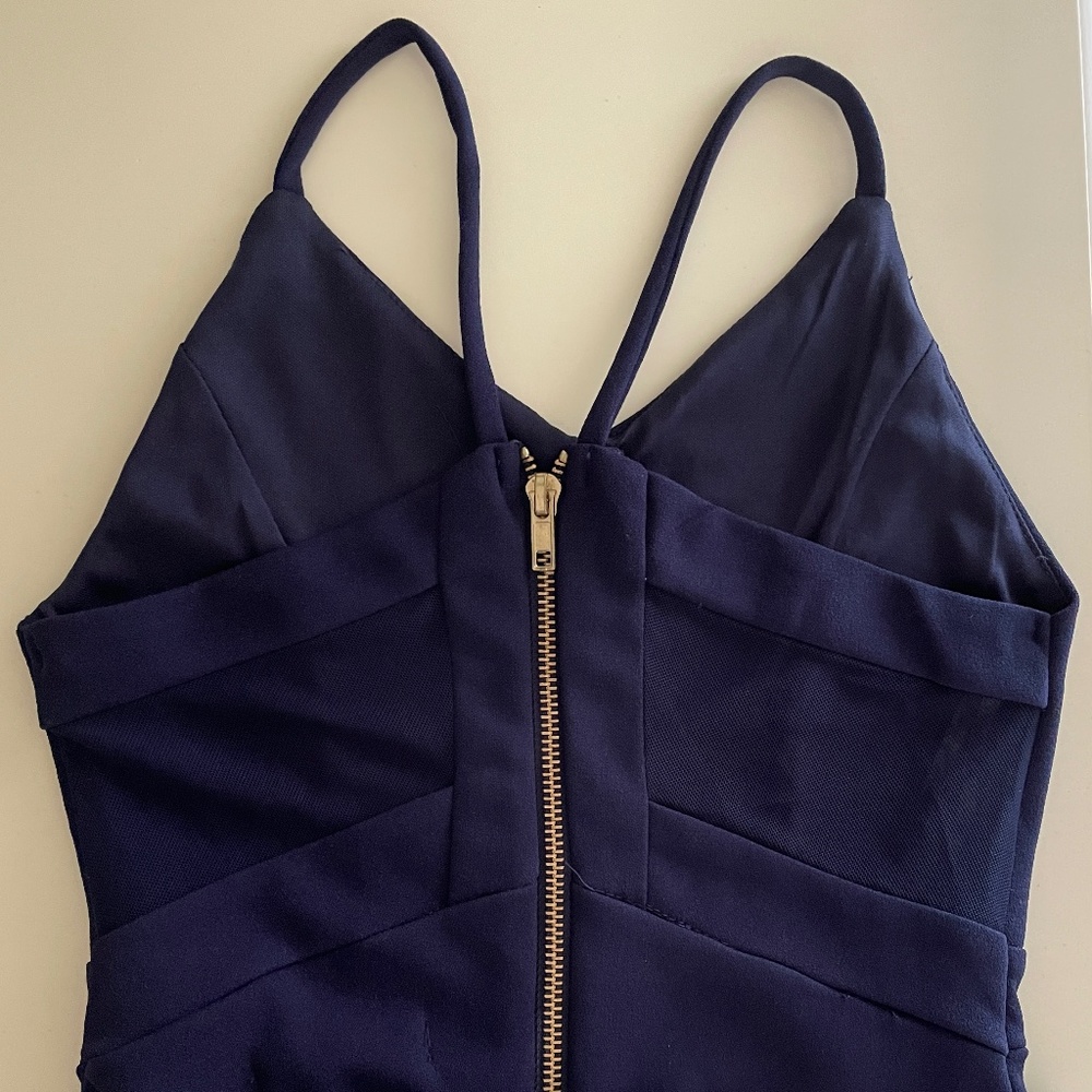 Navy blue girls dress back cutout mesh